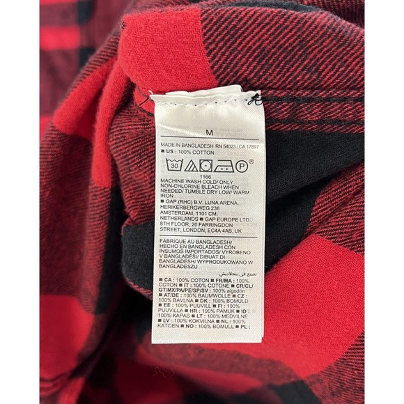 Old Navy Double Brushed Flannel Button Shirt Red Black Buffalo Check Mens Medium - Picture 5 of 9